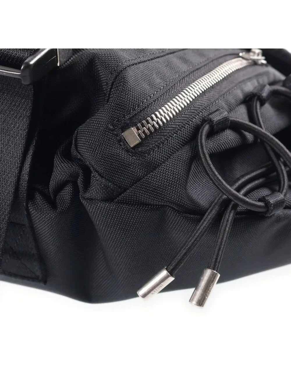 Celine Logo Trekking Messenger Bag Black Canvas Silver